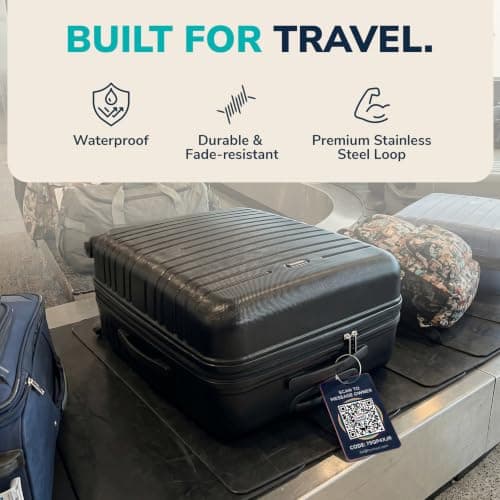 Smart Luggage Tags | Privacy QR Code Luggage Tag Keeps Personal info Private | Customizable Travel Suitcase Tags for Women Men | Use with GPS Bag Locator Tracking Tags, Air Tag for Android or iOS — view 5