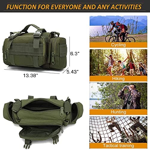 Tactical Duffel Bags for Men, 3P Military Molle Waist Fanny Packs EDC Utility Pouch Crossbody with Shoulder Strap Hand Carry — view 2
