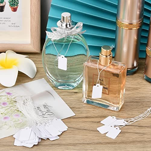 500 Pieces Mini Price Labels, White Display Tags, Writable Price Labels 23 x 14 mm, Jewelry Marking Tags with Lanyard, for Clothes Clothing Jewelry Rings Merchandise — view 6