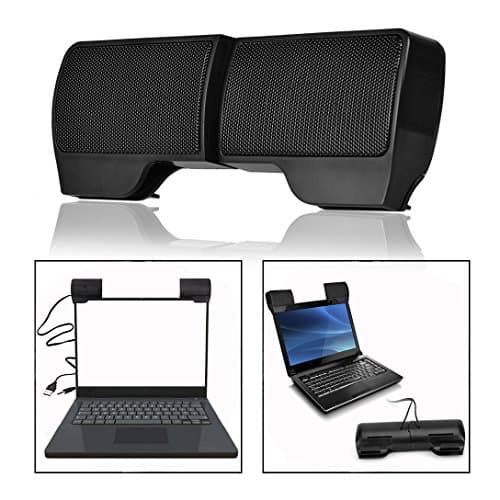 OFKPO Portable Mini Stereo Speakers Mini Computer Speaker Clip Portable Speaker Wired USB Loudspeaker for Laptop Desktop (Black) — view 2