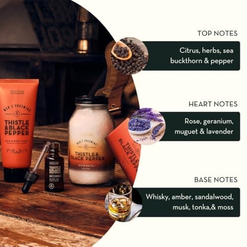 Scottish Fine Soaps Men's Grooming Thistle & Black Pepper Face & Beard Wash 75ml – Travel Size Gentle Cleanser with Lactic Acid and Spicy Amber Notes — view 3