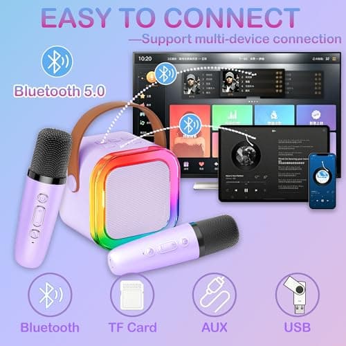 Chennyfun Purple Karaoke Machine with 2 Microphones — view 5