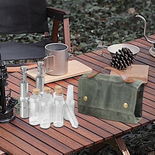 Outdoor Spices Organizer – 12-Compartment Camping Spices Container Set, Portable Travel Seasoning Kit | Canvas Spices Pouch, Camping Seasoning Set with Storage Pouch for Outdoor Cooking Adventures — view 2