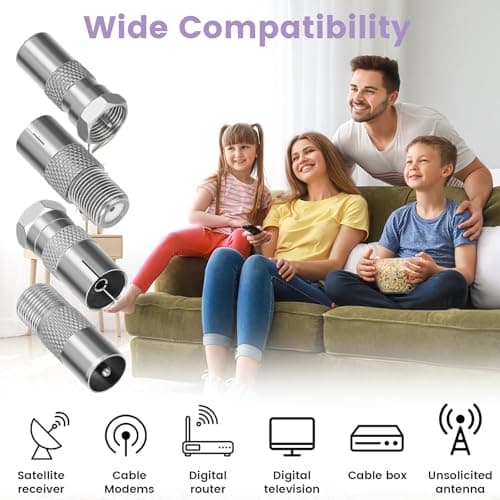 LUCKNIGHT 8 Pack F Type to Coax Adapter Kit, Coaxial Cable Connectors — view 5