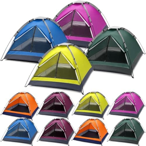 Woanger 12 Pack Bulk 2 Person Camping Tents for Homeless Lightweight Outdoor Tent with Rain Fly and Carrying Bag Waterproof Windproof Setup for Homeless Camping Backpacking (Multicolor)