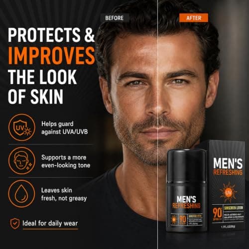 Sunscreen for Men, SPF 90+ Face Sun Cream, Mens SPF Moisturiser, UVA UVB Protection, Water Resistant Sunscreen - Non Greasy Lightweight Sun Lotion for Gym, Commute, Outdoor Sport & Holiday, 50g — view 4