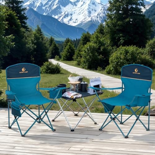 LET'S CAMP Set of 2 Camping Chair for Adults Supports 120kg Blue — view 2