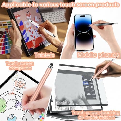 Oruola 3 Pack Tablet Stylus,2 in 1 Stylus Pens for Touch Screens,High Sensitivity Touch Screen Pen for Android,Tablets,Smartphones (Black,White,Rose Gold) — view 6