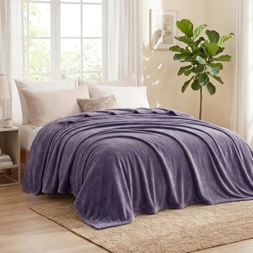 Aisbo Lavender Throws Blanket for Sofas - Bed Throw King Size Fluffy Purple Blanket Fleece, Warm Soft Flannel Blanket for Couch, 200x240cm — view 3