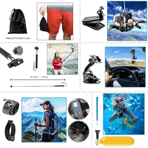 Action Camera Accessories Compatible with GoPro, Insta360, DJI Osmo, AKASO, and More. 50 in 1 Kit. — view 3
