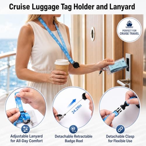 2 Pack Cruise Lanyard 4 Pack Luggage Tags Waterproof Clear Tags with Steel — view 6