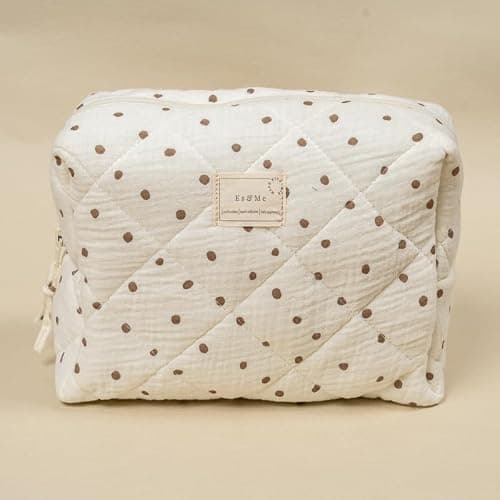 Es & Me Quilted Cotton Nappy Storage Bag, Toiletry Bag for Babies, 4 Styles (Polkadot) — view 2