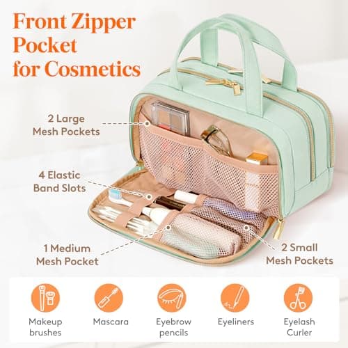 Lifewit Toiletry Bag for Women, Travel Wash Bag, Mint, Medium — view 4