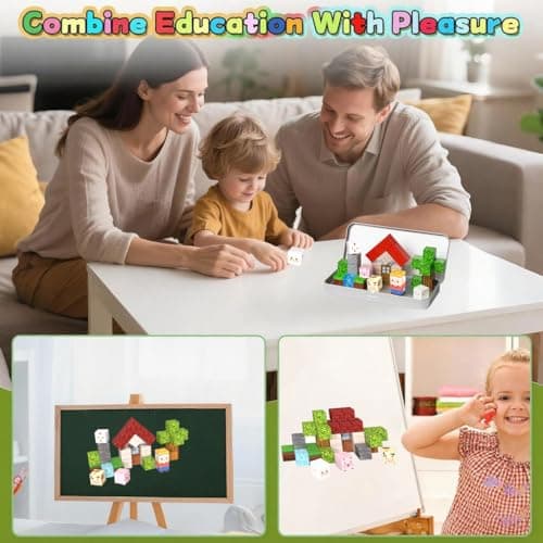 35 Pcs Travel Magnetic Tiles, Mini Building Blocks with Iron Box for Kids — view 3