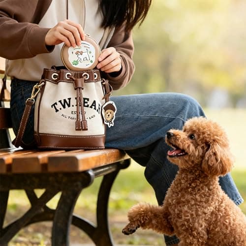 2-in-1 Collapsible Dog Bowl with Double Bowls, Portable Waterproof Pet Water Bowl for Food & Water, Silicone Pet Bowls for Small Medium Dogs Cats Outdoor Travel Walking Camping (Brown) — view 2