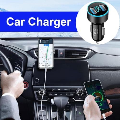 Car Charger - 2-Port Cellphone Charging Device - Auto Charger Adapter | for Drivers Road Trips Long Drives Daily Commute Family Vacations Business Travel Camping SUVs RVs Sedans — view 6