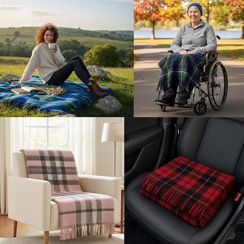 BRAW CLANS TARTANS Soft Wool Tartan knee blanket lap throw - lap blanket for sofa with Fringed Edges - Compact Travel essentials & Car seat throw - Macgregor plaid — view 4