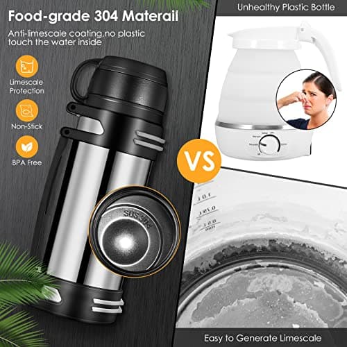 Flask for Hot Drink, 2.5L Large Capacity Flasks for Hot and Cold Drinks, Stainless Steel Vacuum Insulated Flask with Cup and Handle, Portable Travel Flask for Outdoor Camping,Hiking,Cycling — view 5