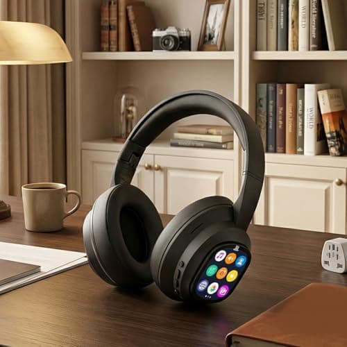 AI Translation Wireless Headphones Portable Foldable Design for Travel Business Daily Use with Detachable Screen for International Chatting, Noise Canceling Bluetooth 6.0 Built in Flashlight — view 4