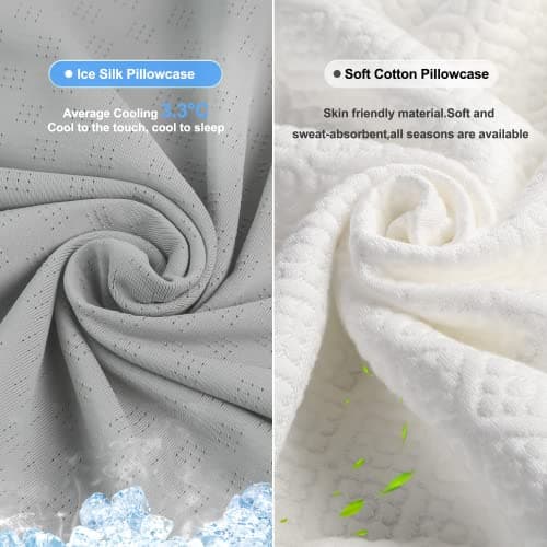 PKBD Memory Foam Pillow with Replacement Pillowcase(Cooling IceSilk&Cotton) — view 2