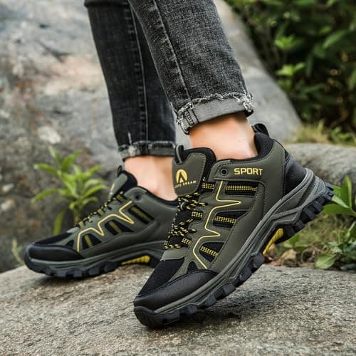 ASOCO DREAM Hiking Shoes Mens Womens Walking Boots Lightweight Breathable Trekking Climbing Trainers Outdoor Backpacking Camping Sneaker,Green,6 UK — view 2