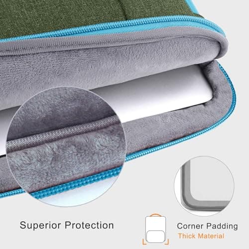 Voova Laptop Sleeve 13-14 Inch, Waterproof Case with Pouch, Army Green — view 5