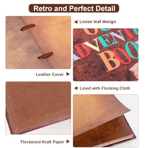Our Adventure Book Scrapbook Photo Album with 80 Pages 11.6 x 7.5 inch Inch Embossed Words Hard Cover Travel Scrapbook, Memory Book For Anniversary Wedding, Valentines' gifts, Easter Bonus — view 5