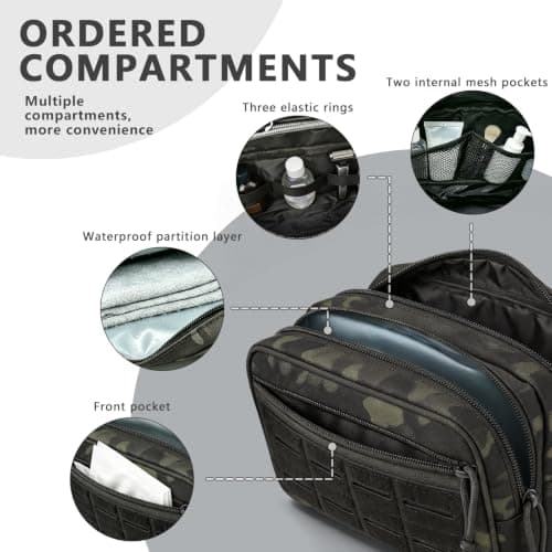 Vnvnvnv Tactical Toiletry Bag for Men, Travel Wash Bag with UK Patch, Camo — view 3