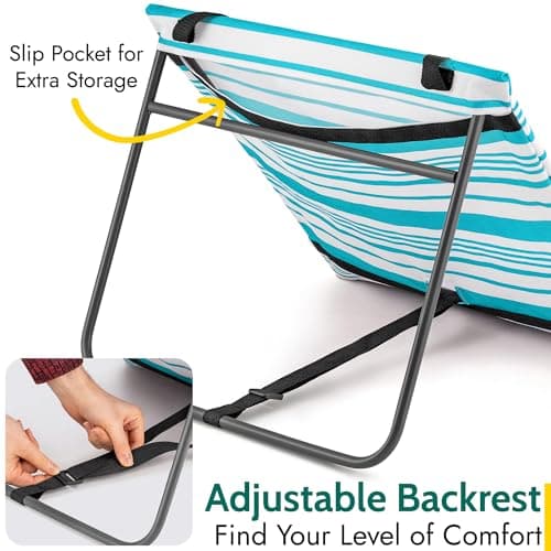 Trail Beach Mat With Adjustable Backrest, Folding Sun Lounger, Lightweight Portable Sunbathing Recliner with Pocket and Carry Handle — view 6