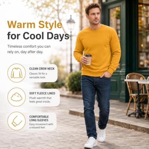 QIANCOME Thermal Sweatshirt Mens-Casual Jumpers for Men UK Fleece Lined — view 4