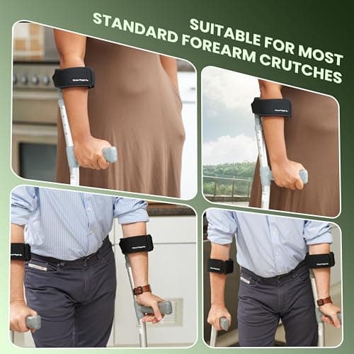 Fitness Magpie Neoprene Crutch Arm Cuff Covers – Comfortable Anti Slip Crutches Handle Pads – Pair of Black Cushion Crutches Arm Cuff Covers for Walking Sticks UK — view 6