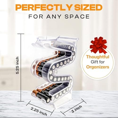 Kalinar Battery Ladder Organizer Case for AA & AAA Batteries - Stackable or Mounted Vertical Storage Battery Dispenser for Home, Garage, & Workshop (2 -Pack, Holds 20 AA & 28 AAA Batteries) — view 3