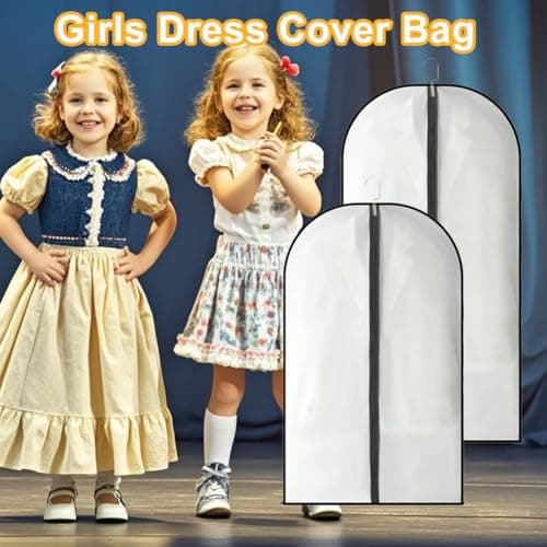 Dress Bag for Girls, 2pcs Frosted Dustproof Garment Bags Lightweight Widely Apply Clothes Covers for Skirts Dance Costumes Coats — view 6
