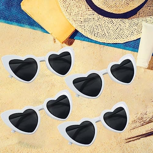 Wowtlmy 4 Pack Vintage Heart Shaped Sunglasses White Sunglasses For Women — view 3