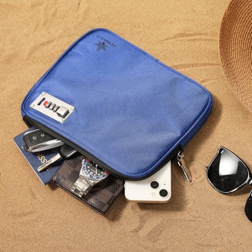 KOSMCCO Anti-Theft Locking Beach Bag, 9x7.5-inch Portable Beach Safe for Securing Your Valuables and Phone – Blue — view 3