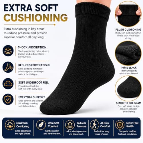 ITRAT® Men's Diabetic Merino Wool Thermal Heated Extra Warm Socks 2.4TOG (-25°C resistant) - Hiking, Walking, Thermal, Athletic, Outdoor Winter Socks (One Pair) — view 6