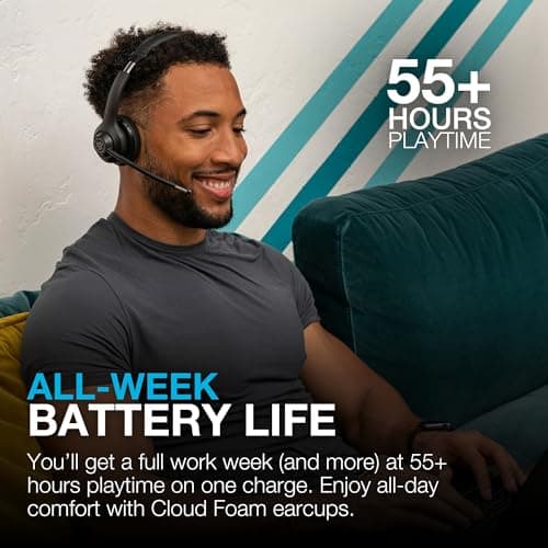 JLab Go Work 2nd Gen Wireless Headset - 55+ H Bluetooth, Mic, Multipoint — view 2