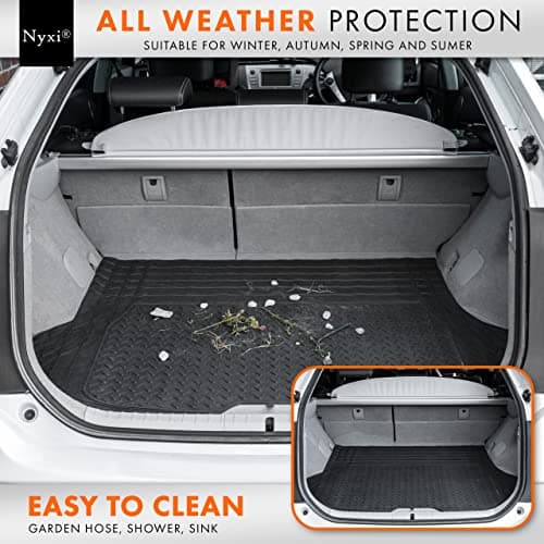 Nyxi Rubber Car Boot Mat Liner (120cm X 80cm) Universal Non-Slip Deep-Dish Heavy-Duty Rubber for Cars SUV Truck and VAN, Waterproof, All Weather — view 2