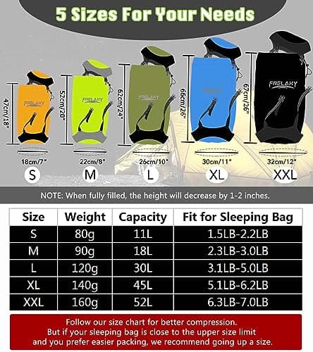 Frelaxy compression bag, 40% more storage space! Compression bag 11L / 18L / 30L / 45L, waterproof and ultralight sleeping bag: space saving camping equipment (black — view 5