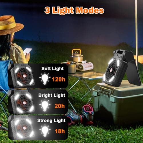 iYeHo Solar-Powered Camping Fan with LED Lantern,10400mAh Rechargeable Battery Operated Portable,Timer,Phone Charging and Eco-Friendly Fan,for Camping,Fishing, Power Outage,Hurricane,Travel — view 5