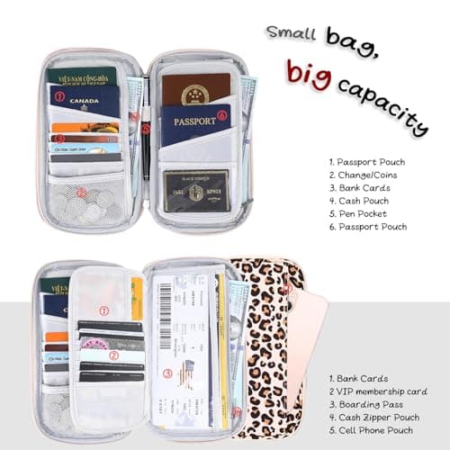 EPROICKS Family Passport Holder, Travel Document Organiser Family 4 Passports, Travel Document Holder with RFID Blocker for Credit Cards, ID, Flight Tickets — view 2