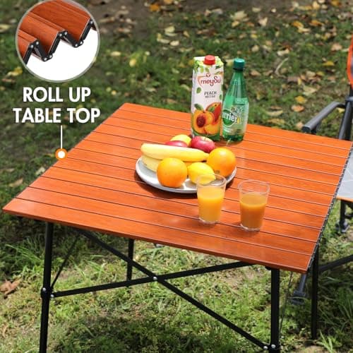 Portal Aluminium Folding Camping Table 70x70cm Square Roll Up Top 4 Person Compact Garden Table with Carry Bag for Picnic Camp Backyard BBQ — view 3