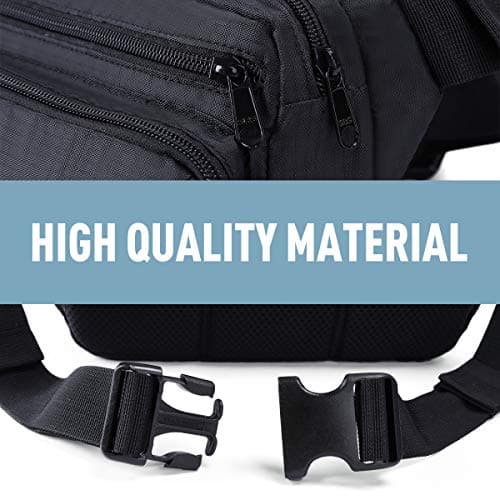 Eono Water Resistant Bum Bag with Multi-Pockets, Large Capacity Waist Fanny Pack for Hiking, Dog Walking, Travel & Outdoor Activities (Black) — view 5