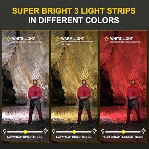2 Packs Head Torch Rechargeable, Super Bright COB LED Head Torch 8 Lighting Modes Headlamp with Motion Sensor IPX4 Waterproof Lightweight Running Headlight for Running Cycling Camping Fishing — view 4