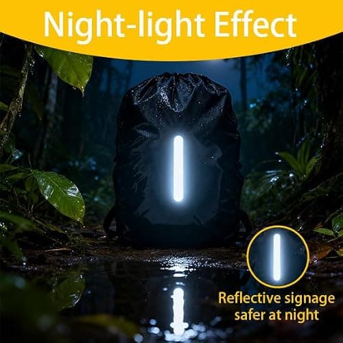 1 Pack Reflective Backpack Cover, 30L-40L Black Snowproof Waterproof Backpack Rain Cover, Anti Slip Dustproof Ultralight Cover School Bag for Outdoor Climbing Cycling Hiking Sports Camping — view 6