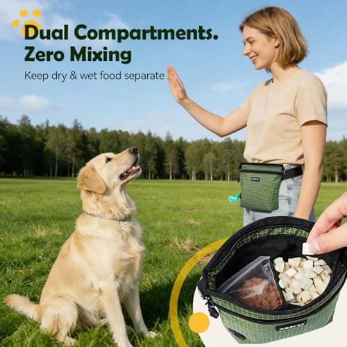 AGPTEK Dog Treat Pouch Bag for Walking, Magnetic Zipper Closure, Green — view 3
