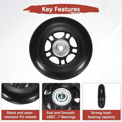 TIXIPEM 2pcs Luggage Suitcase Replacement Wheels 80x24mm, Black — view 5