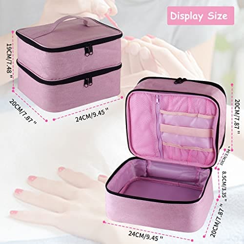 Nail Polish Organiser, Double Layer Travel Nail Storage Organiser (Pink) — view 6