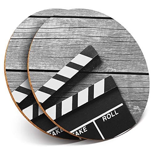 2 x Round Coasters - Roll Camera Action Movie Film - Cork Backed Home Kitchen Accessory Tea Coffee Mug Mat #41940