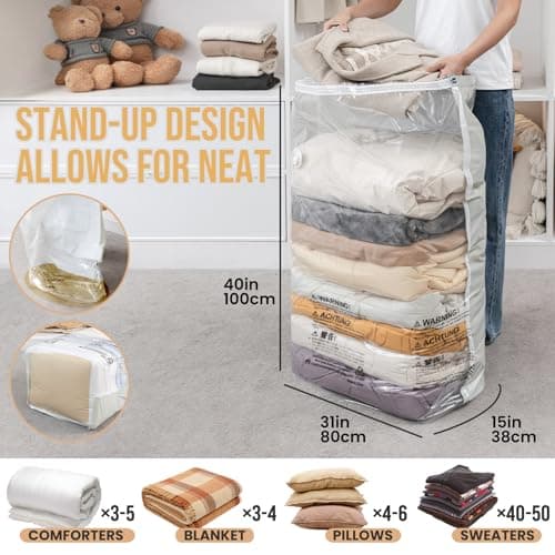 TAILI Extra Large Vacuum Storage Bags Cube, 8 Jumbo(80x100x38 CM), Cream — view 4